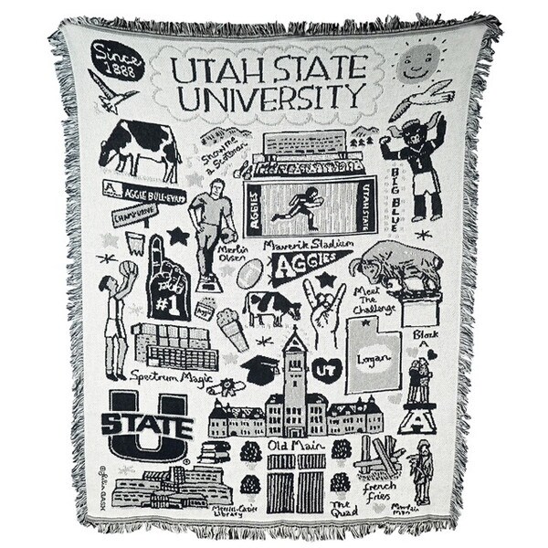 julia gash utah state tapestry fringe blanket